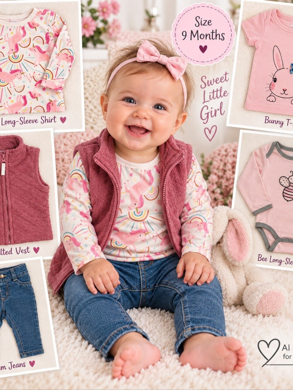 5 pc. Spring/Fall Mix & Match, Girl's 6-9 Month, Beautiful!🐰